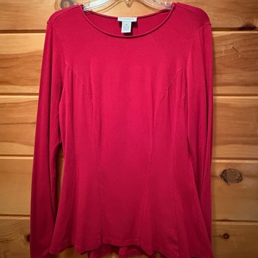 Carmen Marc Valvo Red Relaxed Blouse size M - Picture 1 of 7